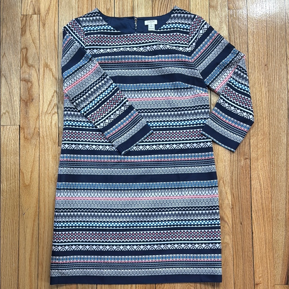 J.Crew Dress Women's Midi Geometric Pattern Dress 2 Petite